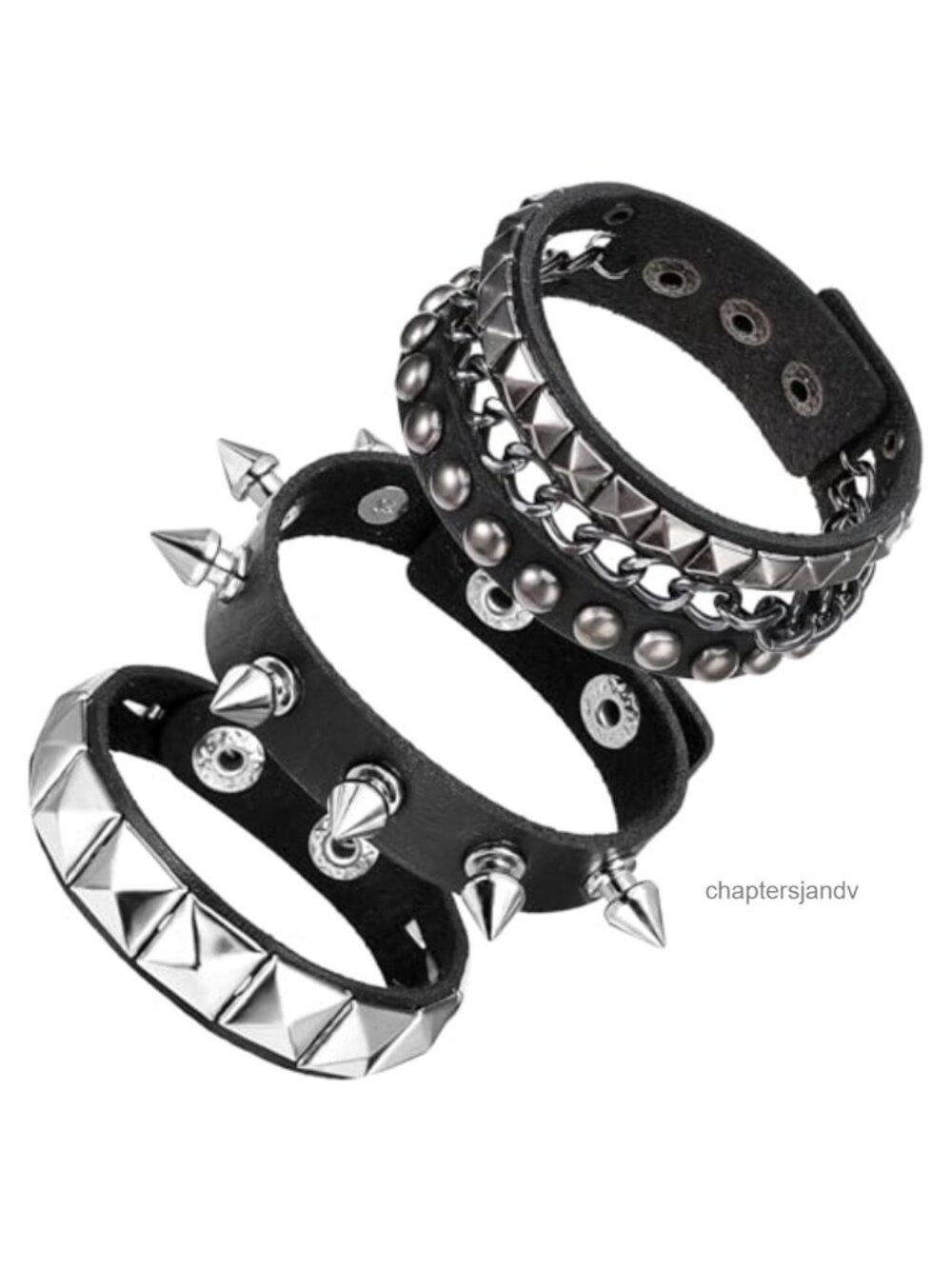 Punk Rock Studded Leather Cuff Bracelets Set Spiked Wristband Adjustable